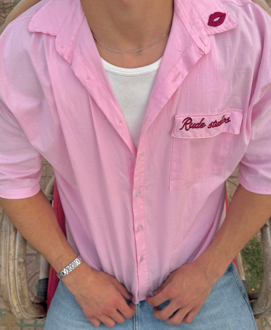 Premium Pink Short Sleeve Shirt💋(MamaMiaa)