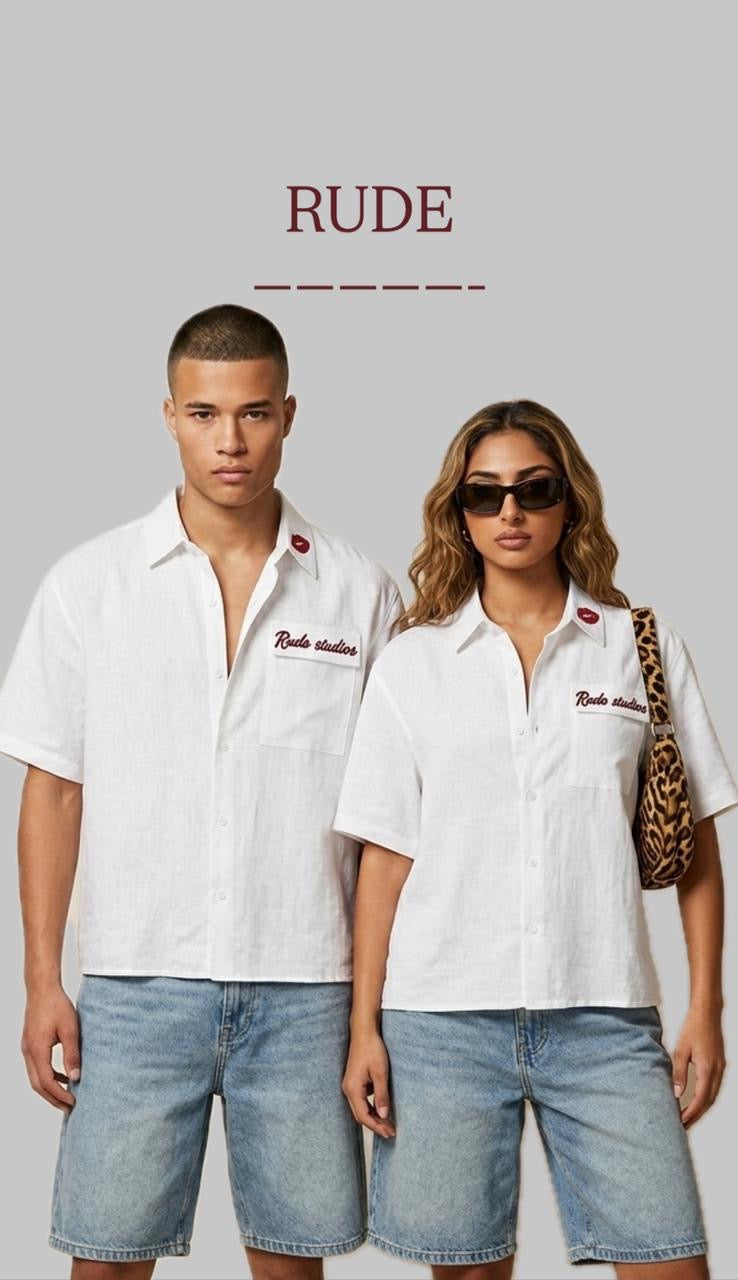 Premium white Short Sleeve Shirt 💋(MamaMiaa)